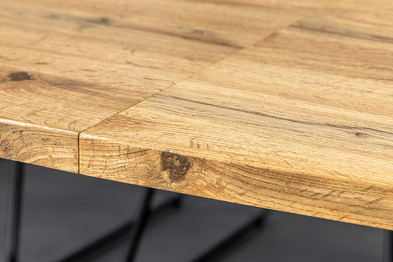 Ausziehbarer Esstisch OAKLAND 160-200cm Wildeiche-Design Baumkante