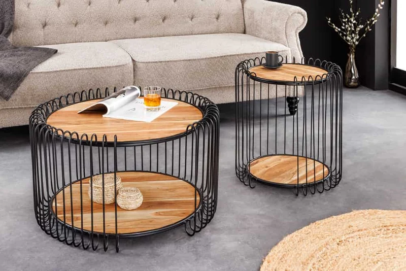 Moderner Massivholz Couchtisch PRAWDA 70cm Akazie natur