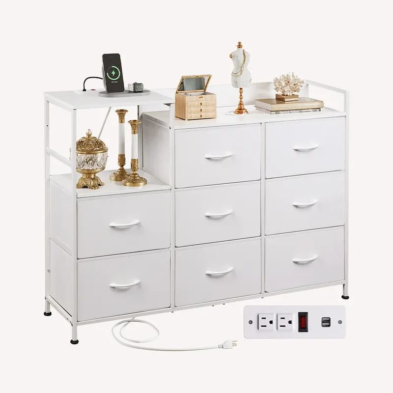 WLIVE Minimalist Three-column 8-Drawer Large Fabric Dresser