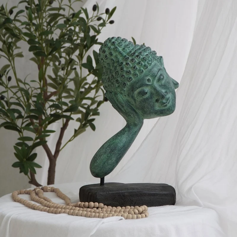 Spirituelle Buddha Statue RELAX 40cm antik-grün Deko Skulptur