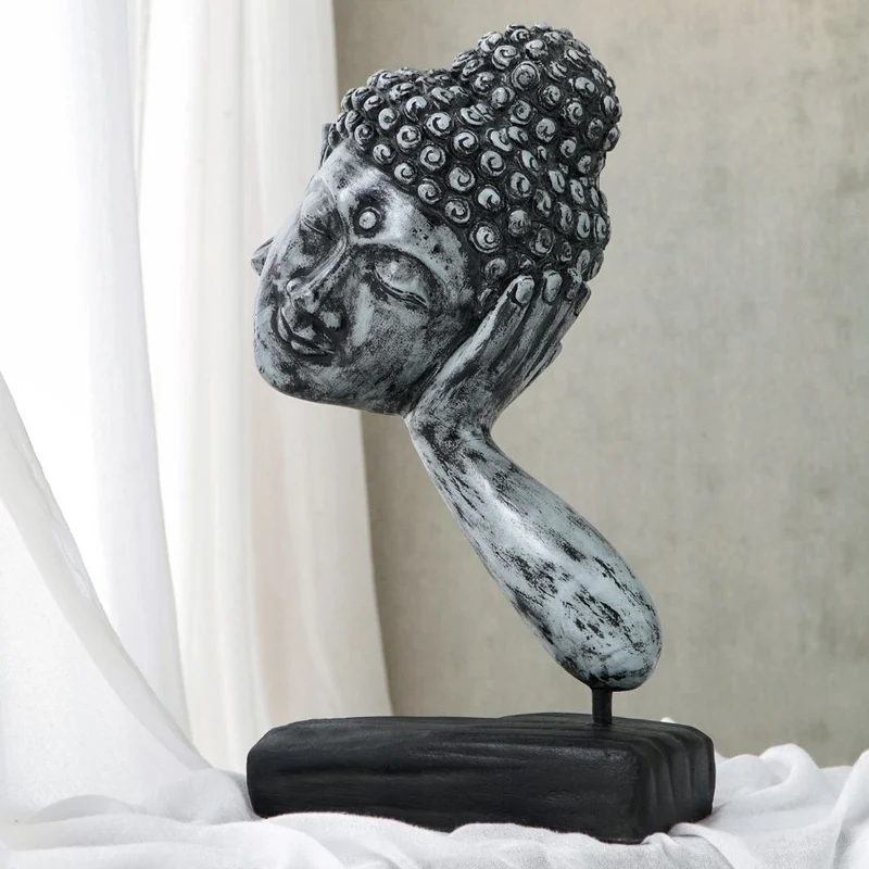 Spirituelle Buddha Statue RELAX 40cm antik-grau Deko Skulptur