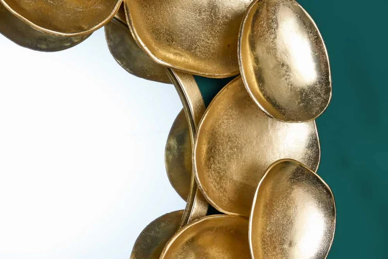 Dekorativer Design Spiegel CASCARA 73cm gold Metall Handarbeit
