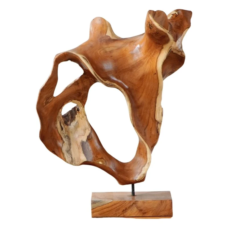 Design Teakholz Skulptur CULTURA 70cm Deko-Objekt natural Handmade