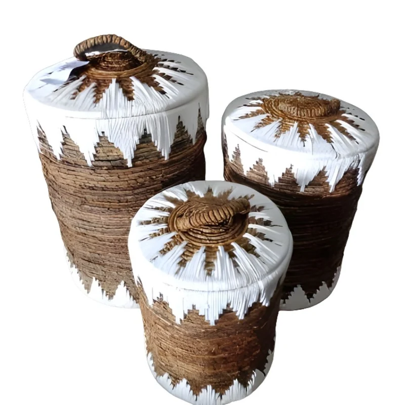 Natur Korb RUSH 45cm rund Binsen geflochten natural Handmade