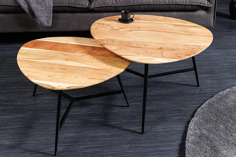 Design Couchtisch BELLEZA 70cm natural Akazie