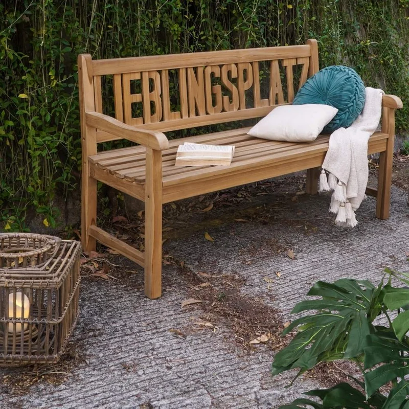 Massive Teak Sitzbank LIEBLINGSPLATZ 130cm Gartenbank Holzbank