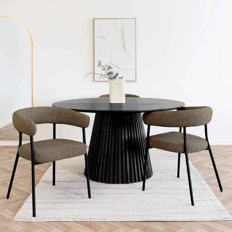 2er Set Esszimmerstuhl SPOLETO Polsterstuhl braun taupe Metall
