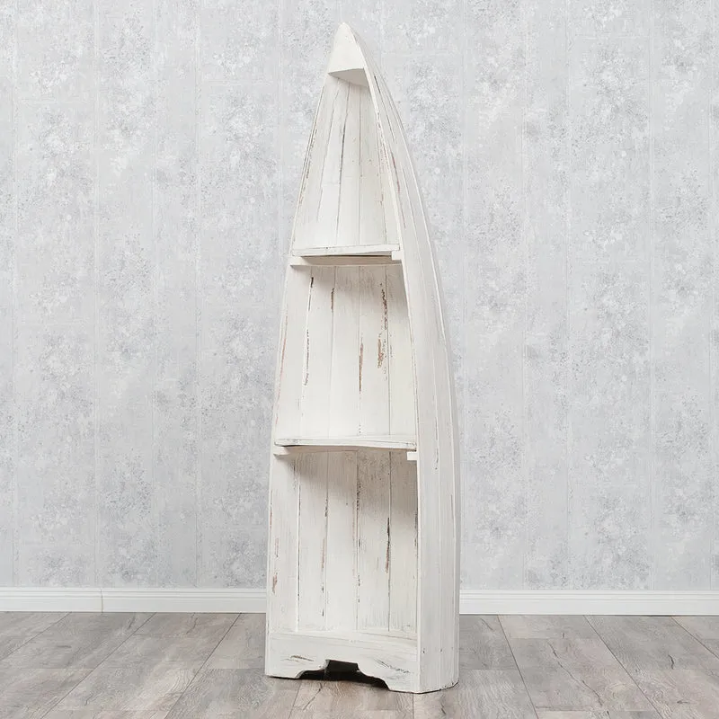Massivholz Bootsregal / Bücherregal BALI ca.150cm Antique White