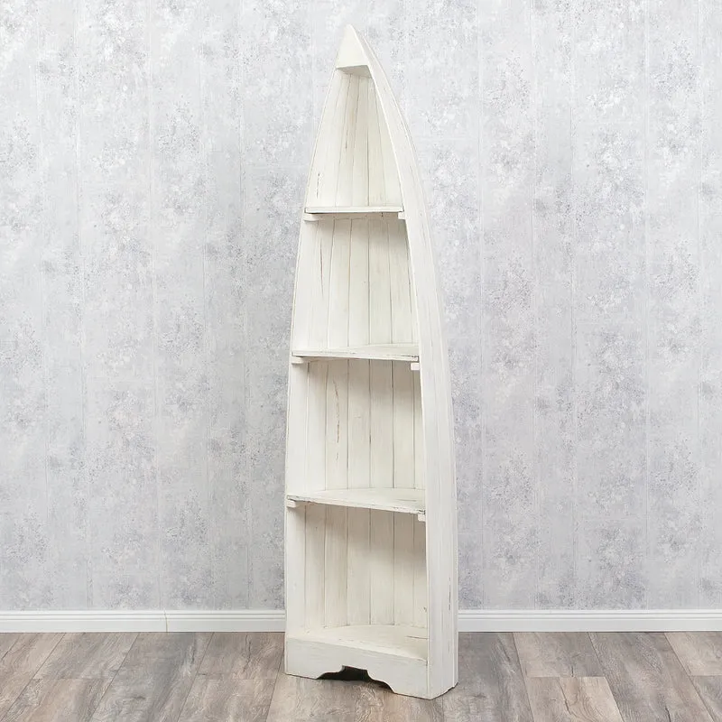 Massivholz Bootsregal / Bücherregal BALI ca. 200cm Antique White