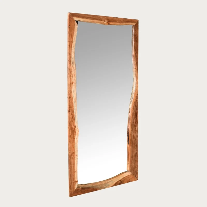 Massivholz-Spiegel CURVO 180x90cm Akazie Wandspiegel Baumkante