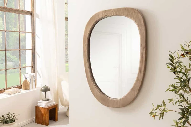 Massivholz Spiegel PIEGATO 105cm beige Pinienholz abgerundet