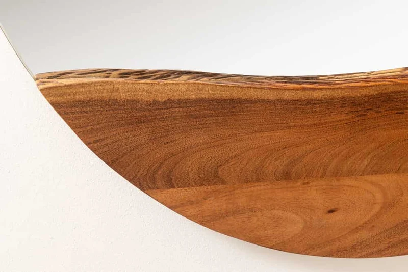 Massivholz Spiegel ROTTERDAM rund 105cm braun Akazie Wandspiegel