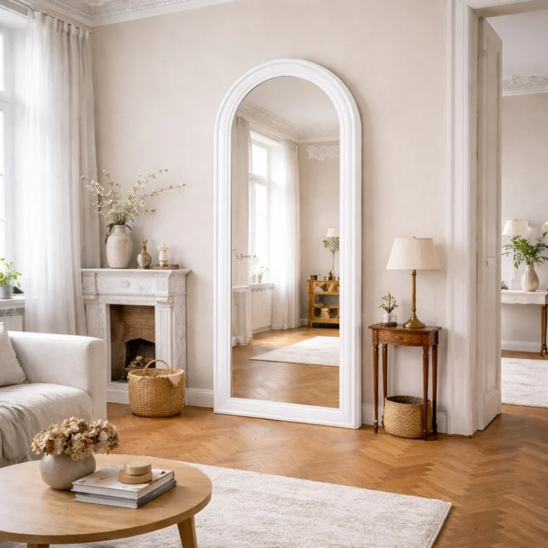 Design Rundbogen Spiegel 180x85cm FORMOSA weiss Wandspiegel