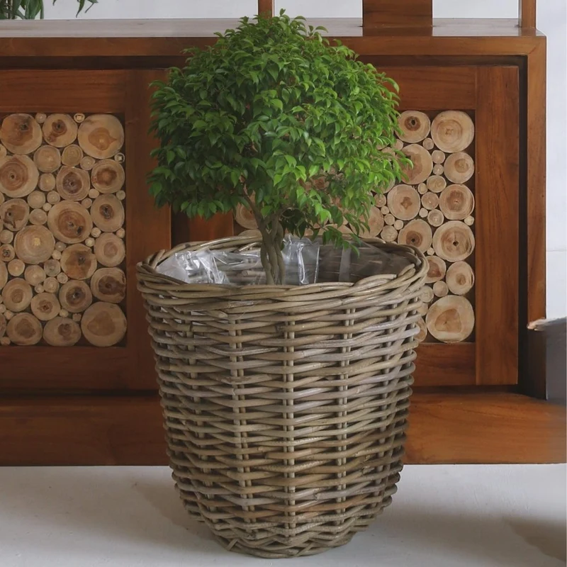 Natur Rattan Pflanzkorb BORKUM Kubu Grey ca.40cm Pflanztopf