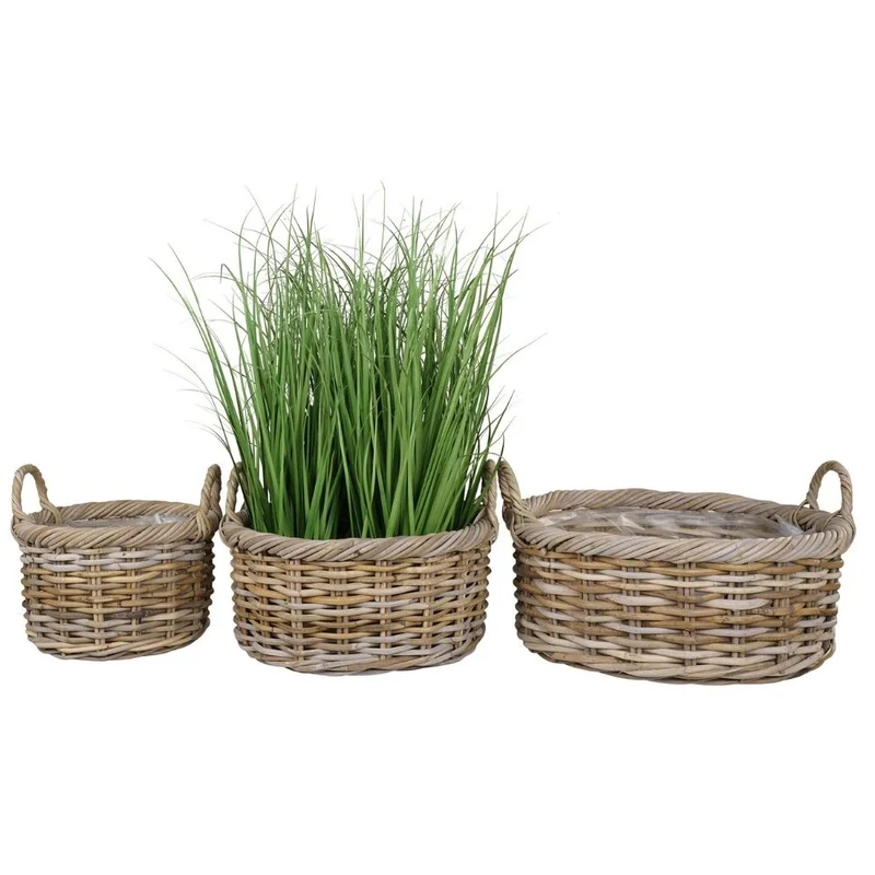 Natur Rattankorb NORDERNEY Kubu Grey ca.40cm Pflanzkorb Griffe