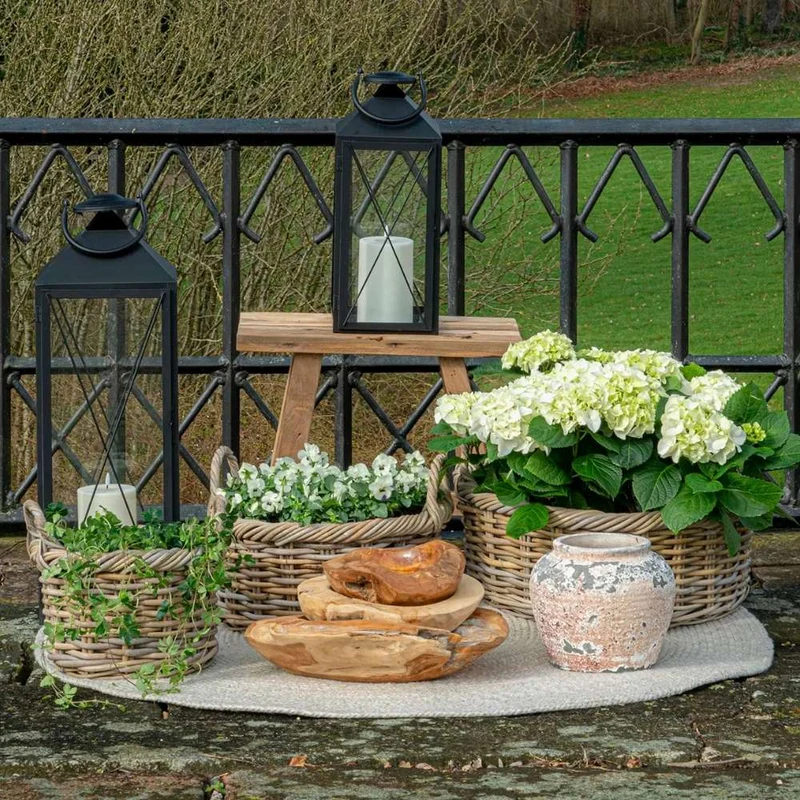 Natur Rattankorb NORDERNEY Kubu Grey ca.60cm Pflanzkorb Griffe