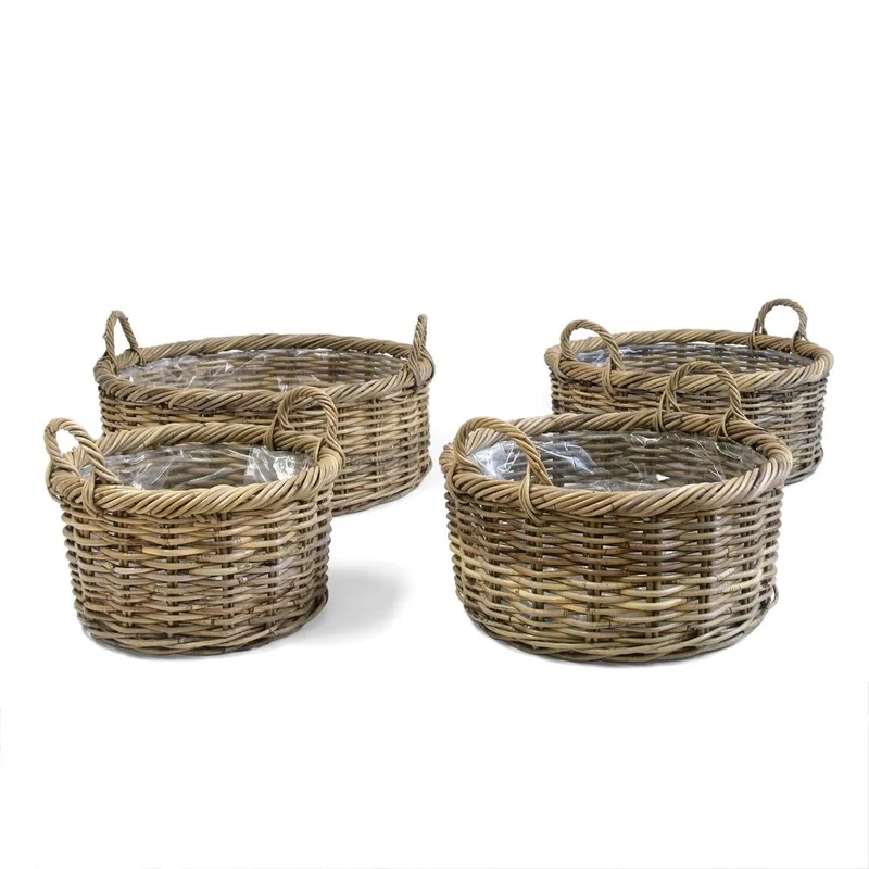 Natur Rattankorb NORDERNEY Kubu Grey ca.70cm Pflanzkorb Griffe