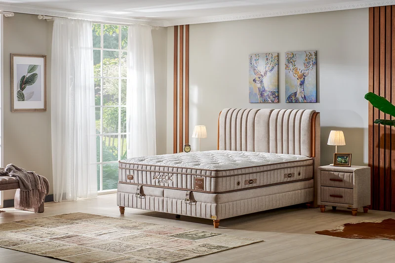 Bambi Kapok Naturel Boxspringbett-Set Naturfasern Taschenfederkern Öko H3