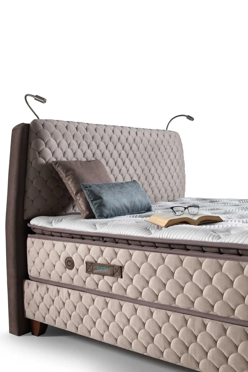 Bambi Borjen Boxspringbett Set H3 Bettkästen Taschenfederkern 33cm