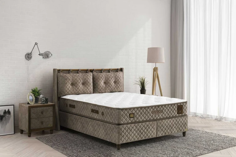 Bambi Bamboo Sleep Boxspringbett-Set H3 Matratze Kopfteil Bettkästen