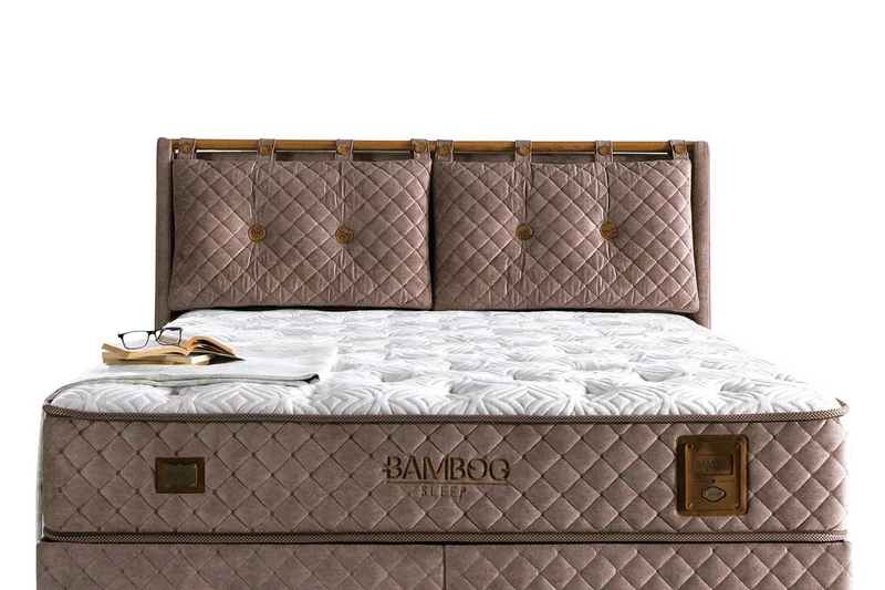 Bambi Bamboo Sleep Boxspringbett-Set H3 Matratze Kopfteil Bettkästen