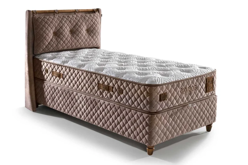 Bambi Bamboo Sleep Boxspringbett-Set H3 Matratze Kopfteil Bettkästen