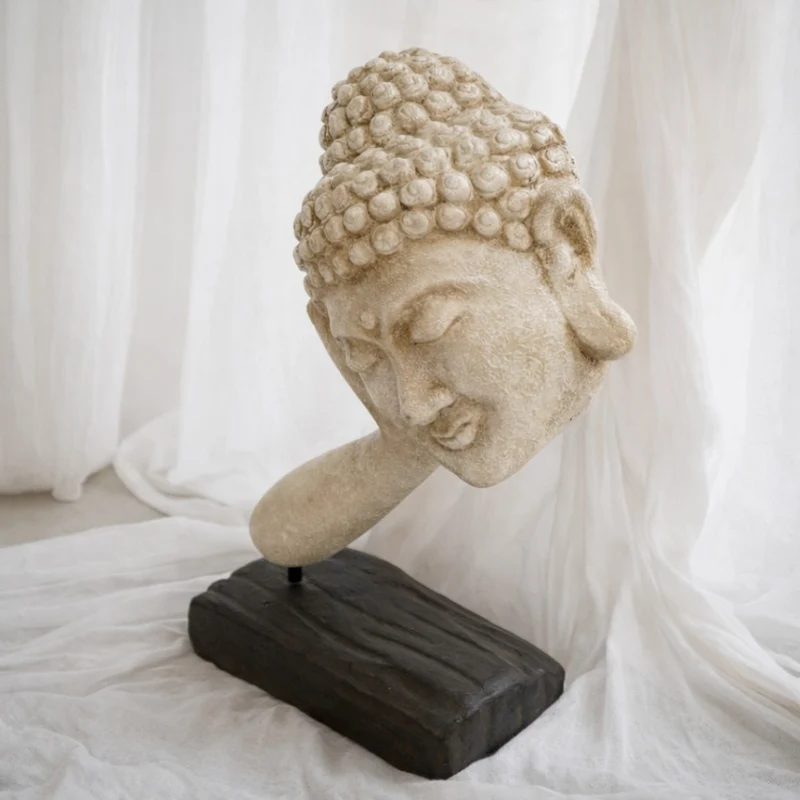 Spirituelle Buddha Statue RELAX 40cm antik-weiss Deko Skulptur