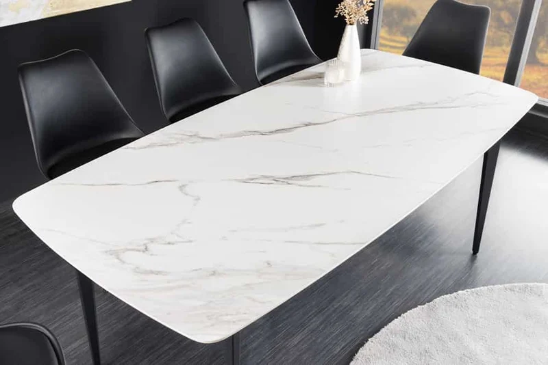 Eleganter Esstisch VENEZIA 180cm weiss-schwarz Marmor-Optik Keramik