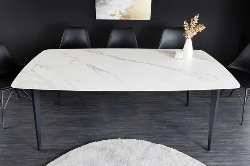 Eleganter Esstisch VENEZIA 160cm weiss-schwarz Marmor-Optik Keramik
