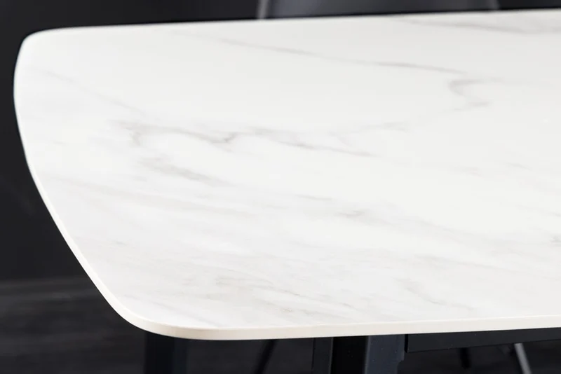 Eleganter Esstisch VENEZIA 160cm weiss-schwarz Marmor-Optik Keramik