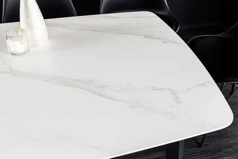 Eleganter Esstisch VENEZIA 160cm weiss-schwarz Marmor-Optik Keramik