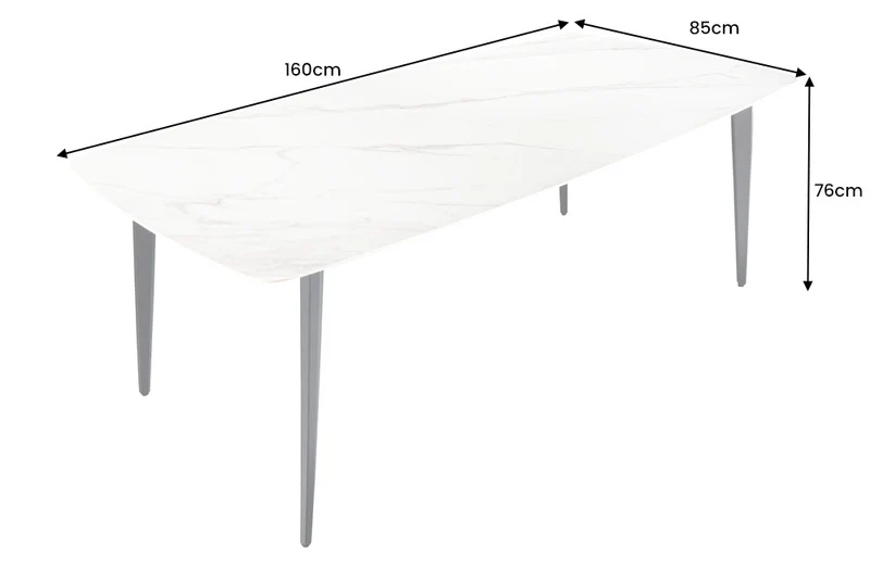 Eleganter Esstisch VENEZIA 160cm weiss-schwarz Marmor-Optik Keramik