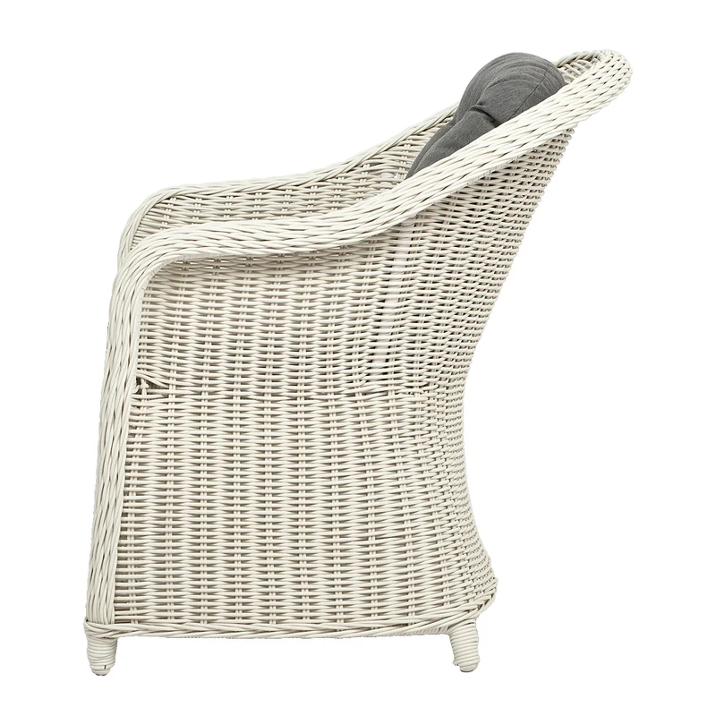 2er Set Sessel BELLA rundes Polyrattan Eierschalenweiß Gartenstuhl