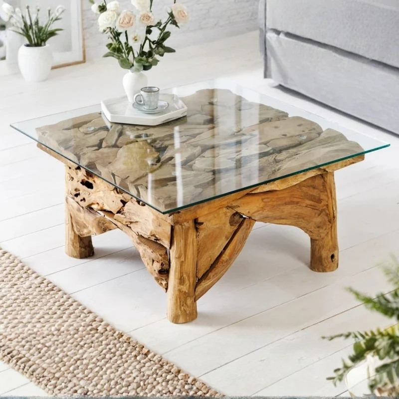 Handgefertigter Teak Couchtisch SEASIDE 60x60cm Unikat
