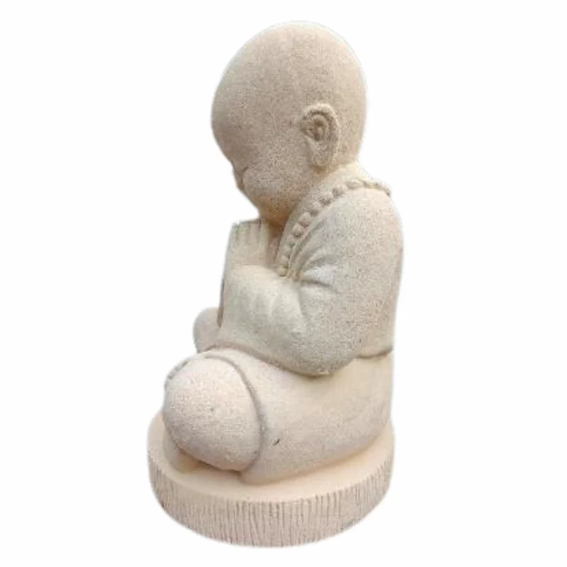 Buddha Figur BERDOA 40cm Creme Zement Garten Dekoration