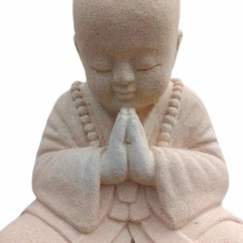 Buddha Figur BERDOA 40cm Creme Zement Garten Dekoration
