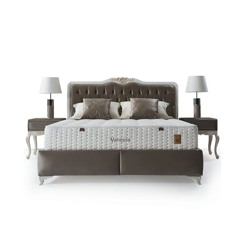 Vanessa Glory Boxspringbett-Set – Handgefertigte Qualität mit 35 cm Dual-Core-Matratze, Härtegradwahl für Paare & atmungsaktivem Viscon-Bezug