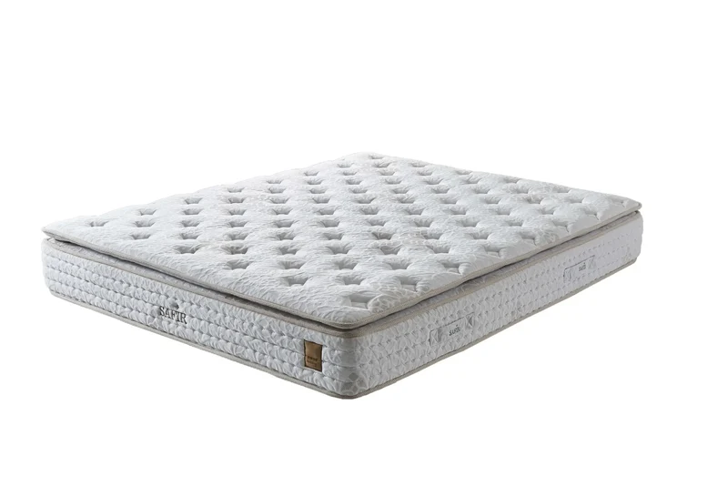 Safir Almina Boxspringbett Set inkl. Matratze – Langlebigkeit und Komfort durch Bonell-Federkern, Baumwolle, Schaumstoff und Thermobond-Fasern für entspannenden Schlaf