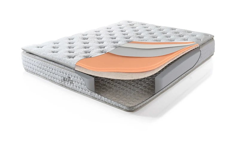 Safir Almina Boxspringbett Set inkl. Matratze – Langlebigkeit und Komfort durch Bonell-Federkern, Baumwolle, Schaumstoff und Thermobond-Fasern für entspannenden Schlaf