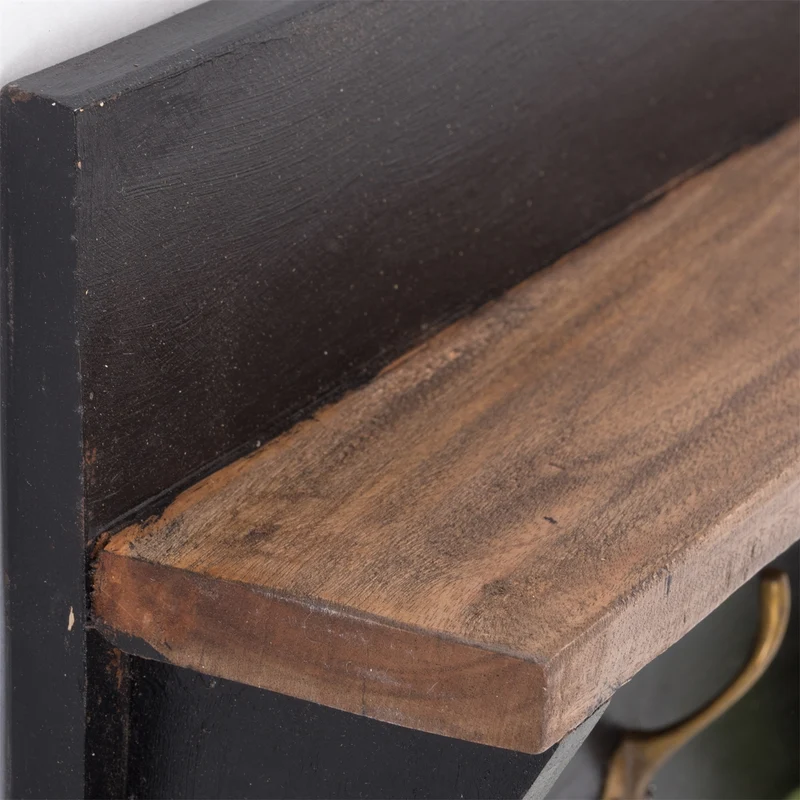 WANDGARDEROBE MIT REGAL "VINTAGE" | 60x26cm (BxH) | Kleiderhaken | Farbe: 10 schwarz - vintage