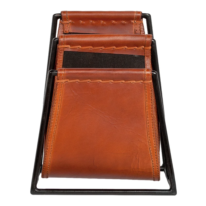 Leder Zeitungsständer AMBA Cognac