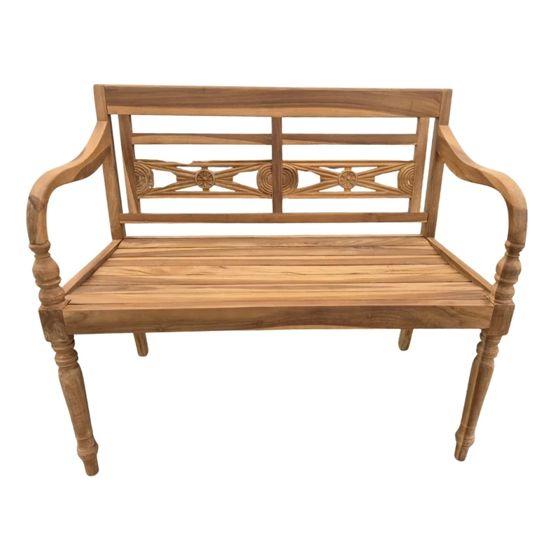 Massive Teakholz Sitzbank CHRISTOS 100cm natur Outdoor Gartenbank