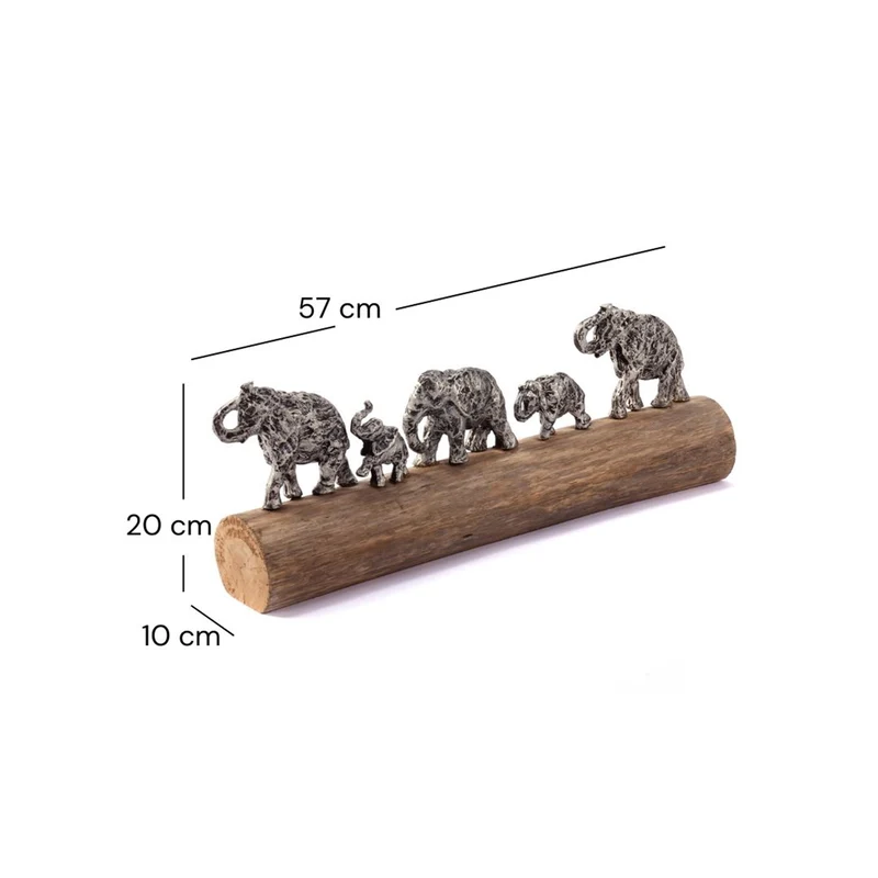 DEKO AUFSTELLER "FAMILY WALK" | Mangoholz | Elefanten Skulptur