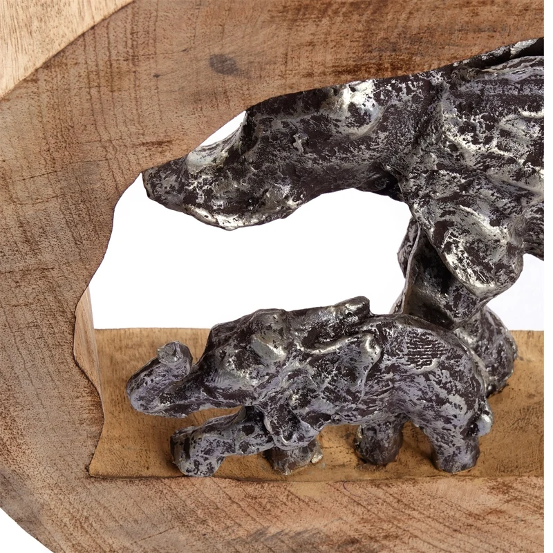 SKULPTUR "LOG ELEPHANTS" | 37cm, Mangoholz | Elefanten Deko Aufsteller