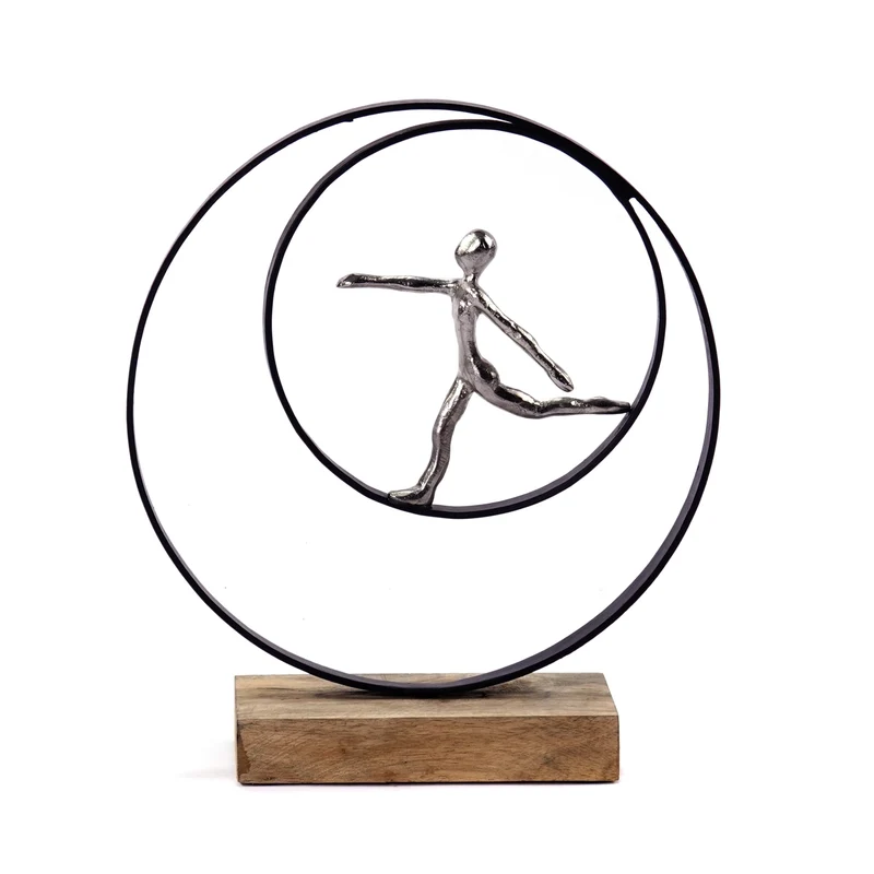 SKULPTUR "MOVE" | Metall, Mangoholz | Deko Aufsteller laufende Person