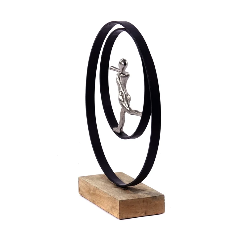 SKULPTUR "MOVE" | Metall, Mangoholz | Deko Aufsteller laufende Person
