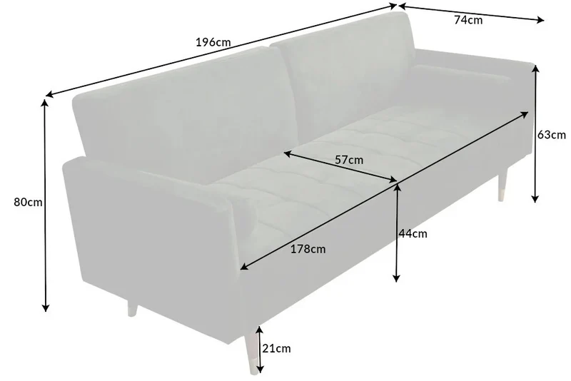 Elegantes Schlafsofa DIVANO 196cm grün Mikrovelours 3-Sitzer