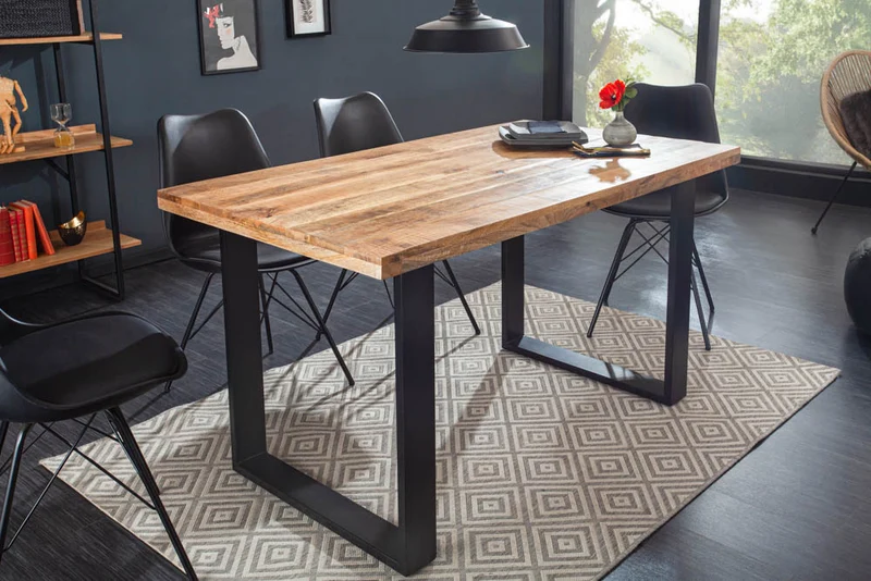 Industrie-Look Esstisch ARTE 120cm Mangoholz natural Eisengestell