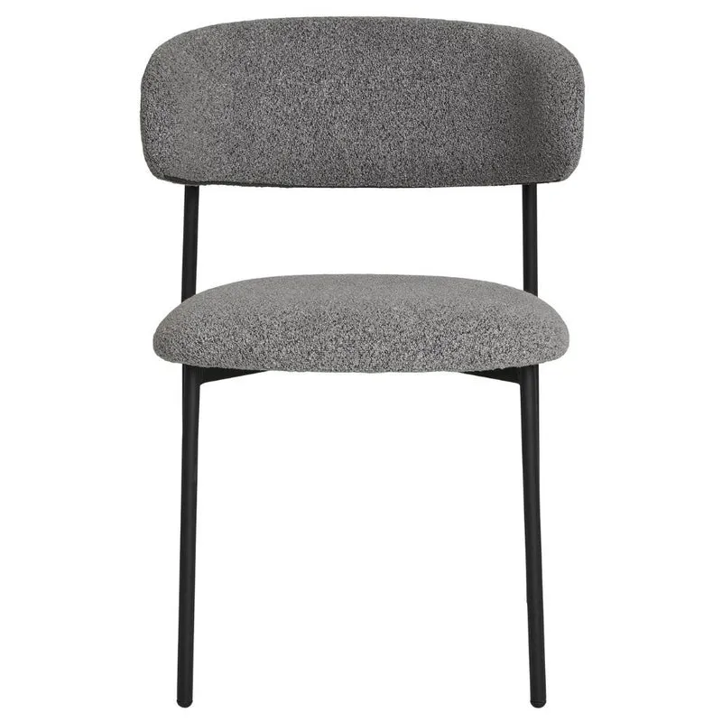 2er Set - Retro Stuhl VOGUE grau Bouclé-Stoff schwarze Beine