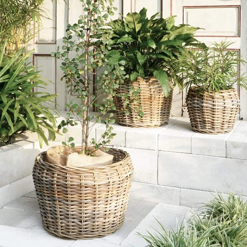 Natur Rattankorb GINI Natural Grey ca.40cm Pflanzkorb Übertopf